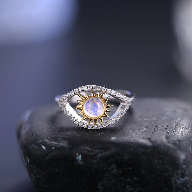 Rainbow Moonstone Eye Ring - Beautiful Jewellery