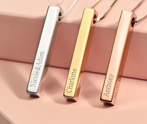 Engraved Bar Necklace