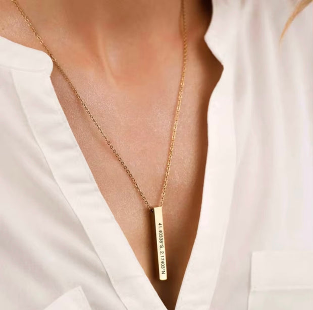 Engraved Bar Necklace