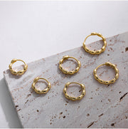 3 pairs Gold Twisted Chain Huggies