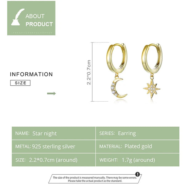 Star - Moon drop Earrings