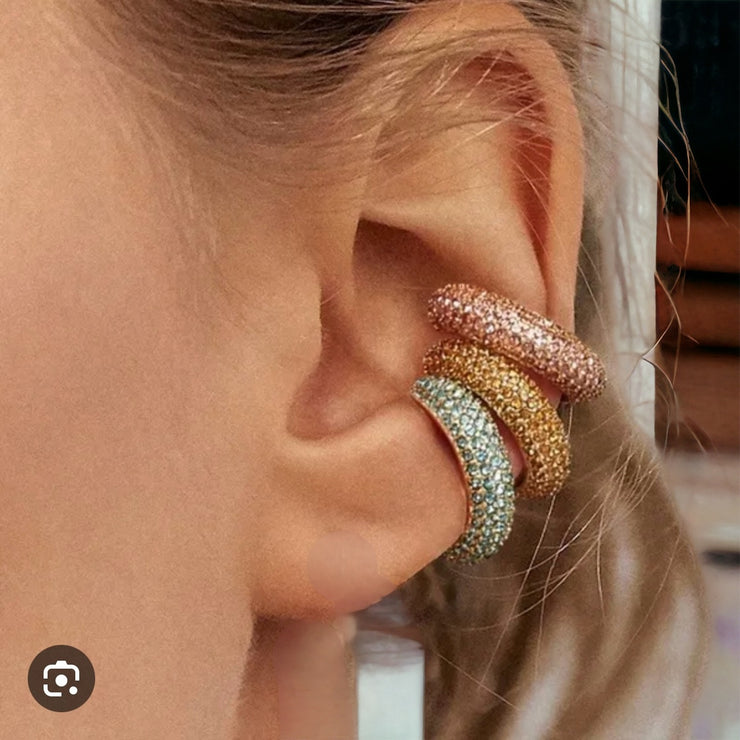 C Crystal Earrings Ear Cuff For