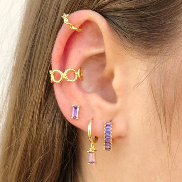 Rectangle small hoop earrings